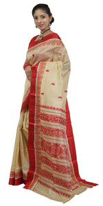 Cream Pure Silk Garad Saree with Leaf Motifs-Garad Silk-parinitasarees