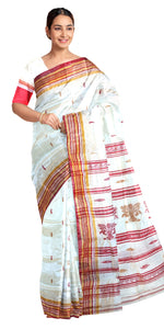 Cream Pure Silk Garad Saree with Paisley Motifs-Garad Silk-parinitasarees