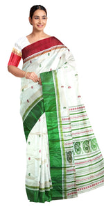 Cream Pure Silk Garad Saree with Paisley Motifs-Garad Silk-parinitasarees
