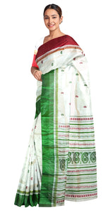 Cream Pure Silk Garad Saree with Paisley Motifs-Garad Silk-parinitasarees