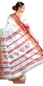 Cream Pure Silk Garad Saree with Paisley Motifs-Garad Silk-parinitasarees