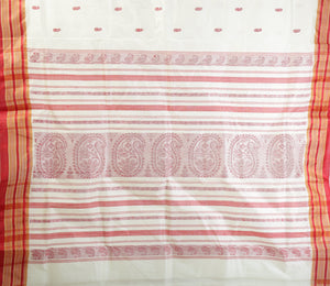 Cream Pure Silk Garad Saree with Paisley Motifs-Garad Silk-parinitasarees