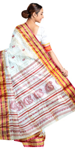 Cream Pure Silk Garad Saree with Paisley Motifs-Garad Silk-parinitasarees
