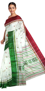 Cream Pure Silk Garad Saree with Paisley Motifs-Garad Silk-parinitasarees