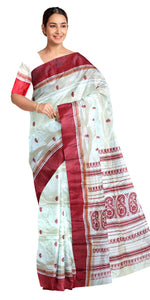 Cream Pure Silk Garad Saree with Shankha Motifs-Garad Silk-parinitasarees