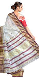 Cream Pure Silk Garad Saree with Shankha Motifs-Garad Silk-parinitasarees