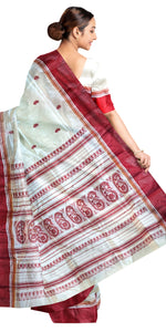 Cream Pure Silk Garad Saree with Shankha Motifs-Garad Silk-parinitasarees