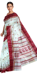 Cream Pure Silk Garad Saree with Shankha Motifs-Garad Silk-parinitasarees