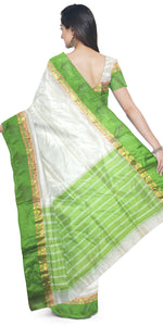 Cream Pure Silk Plain Garad Saree with 5" Border-Garad Silk-parinitasarees