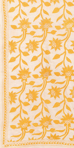 Cream Tussar Kantha Dupatta with Yellow Floral Embroidery-Dupattas-parinitasarees