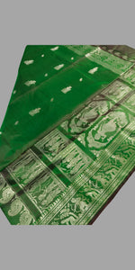Dual Shade Green-Pink Baluchari Silk Saree with Attractive Pallav-Baluchari saree-parinitasarees