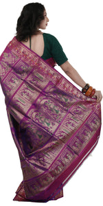 Dual Shade Magenta-Pink Baluchari Silk Saree with Alluring Pallav-Baluchari saree-parinitasarees