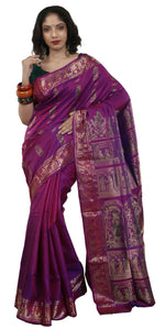 Dual Shade Magenta-Pink Baluchari Silk Saree with Alluring Pallav-Baluchari saree-parinitasarees