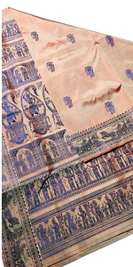 Dual Shade Orange-Beige Baluchari Saree with Gorgeous Pallav-Baluchari saree-parinitasarees