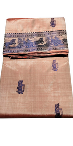 Dual Shade Orange-Beige Baluchari Saree with Gorgeous Pallav-Baluchari saree-parinitasarees