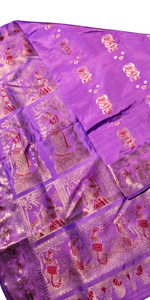 Dual Shade Pink-Blue Swarnachari Saree with Magnificent Pallav-Baluchari saree-parinitasarees