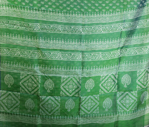 Dual Tone Blue-Green Bishnupuri Silk Saree with Block Prints-Bishnupuri silk saree-parinitasarees