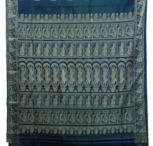 Dual Tone Green-Blue Baluchari with Beautiful Pallav-Baluchari saree-parinitasarees
