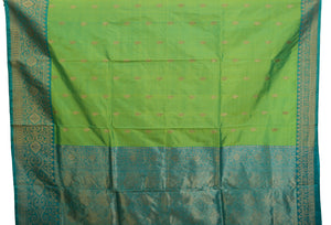 Dual Tone Green-Turquoise Banarasi Silk Saree with Turquoise Pallav-Banarasi silk saree-parinitasarees