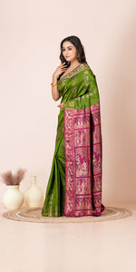 Green Baluchari Silk Saree with Grand Pallav-Baluchari saree-parinitasarees