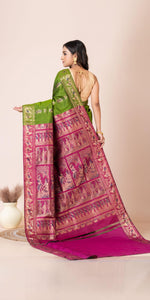 Green Baluchari Silk Saree with Grand Pallav-Baluchari saree-parinitasarees