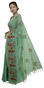 Green Shantiniketan Cotton Saree-parinitasarees