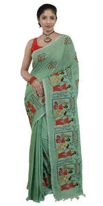 Green Shantiniketan Cotton Saree-parinitasarees