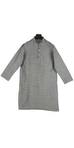Grey Blended Cotton Bengali Men's Kurta- M-Men's Kurtas-parinitasarees