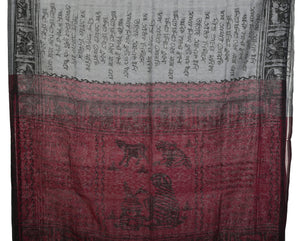 Grey Shantiniketan Cotton Saree with Pink Pallav-parinitasarees