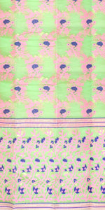 Light Green Cotton Jamdani with Floral Motifs-Jamdani saree-parinitasarees