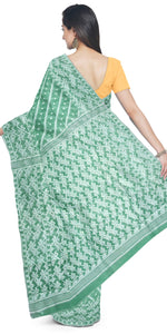 Light Green Muslin Saree with Dhakai Motifs-Muslin saree-parinitasarees