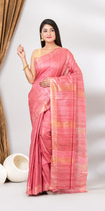 Light Pink Ghicha Tussar Silk Saree-Tussar Saree-parinitasarees