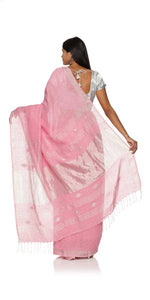 Light Pink Pure Linen Saree-Linen Saree-parinitasarees
