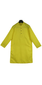 Lime Premium Cotton Bengali Men's Kurta- M-Men's Kurtas-parinitasarees