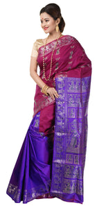 Magenta Baluchari Saree with Dual Tone Pallav-Baluchari saree-parinitasarees