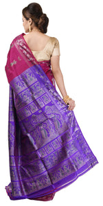 Magenta Baluchari Saree with Dual Tone Pallav-Baluchari saree-parinitasarees