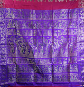 Magenta Baluchari Saree with Dual Tone Pallav-Baluchari saree-parinitasarees