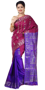 Magenta Baluchari Saree with Dual Tone Pallav-Baluchari saree-parinitasarees