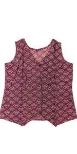 Maroon Floral Cotton Women's Top-parinitasarees