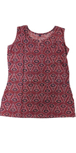 Maroon Women's Cotton Top with Batik Prints-parinitasarees