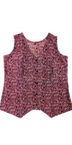 Maroon Women's Cotton Top with Batik Prints-parinitasarees