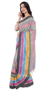 Multi Colour Soft Tant Saree with Striped Patterns-Tant saree-parinitasarees