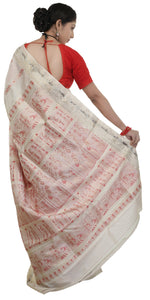 Off-white Baluchari Silk Saree with Mesmerizing Pallav-Baluchari saree-parinitasarees