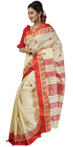 Off-white Pure Silk Garad Saree with Composite Paisley Motifs-Garad Silk-parinitasarees