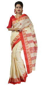Off-white Pure Silk Garad Saree with Composite Paisley Motifs-Garad Silk-parinitasarees