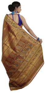 Olive-Pink Baluchari Silk Saree with Magnificent Pallav-Baluchari saree-parinitasarees