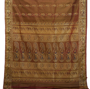 Olive-Pink Baluchari Silk Saree with Magnificent Pallav-Baluchari saree-parinitasarees