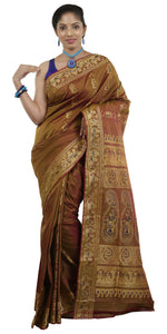 Olive-Pink Baluchari Silk Saree with Magnificent Pallav-Baluchari saree-parinitasarees