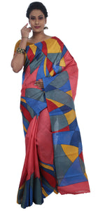 Peach Bishnupuri Silk Saree with Abstract Designs-Bishnupuri silk saree-parinitasarees