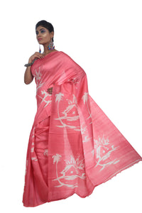 Peach Bishnupuri Silk Saree with a Scenery-Bishnupuri silk saree-parinitasarees